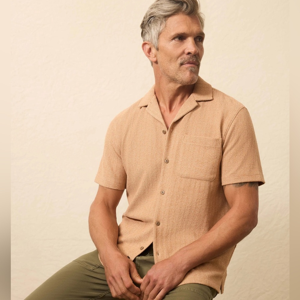 Faherty Oasis Camp Shirt Men's XXL Rust Orange